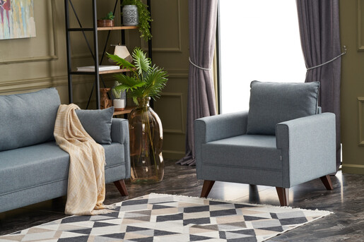 Fotelja BELLA plava, Bella Soft Tekli Koltuk - Blue