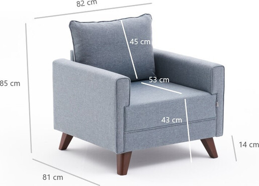 Fotelja BELLA plava, Bella Soft Tekli Koltuk - Blue