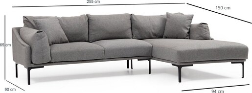 Kutna garnitura LEO, desna, siva, Leo Corner Right - Grey