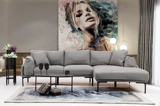 Kutna garnitura LEO, desna, siva, Leo Corner Right - Grey