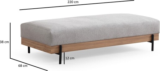 Tabure, Eti Oak Pouffe - Grey