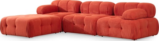 Kutna garnitura Doblo 3 Seater with Pouffe ( L1-O1-1R-Pouffe) - crvena