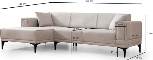 Kutna garnitura na razvlačenje Horizon lijevi - Ecru