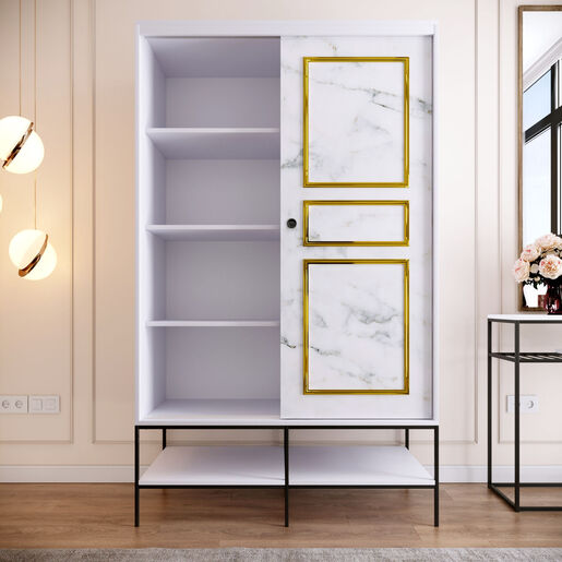 Garderoba, Martin Sürgülü 120 - White, Black, Gold