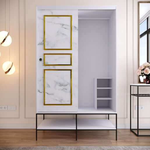 Garderoba, Martin Sürgülü 120 - White, Black, Gold