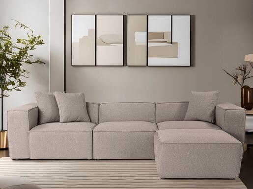 Kutna garnitura Lora (L1-O1-1R-POUFFE ) - Peach