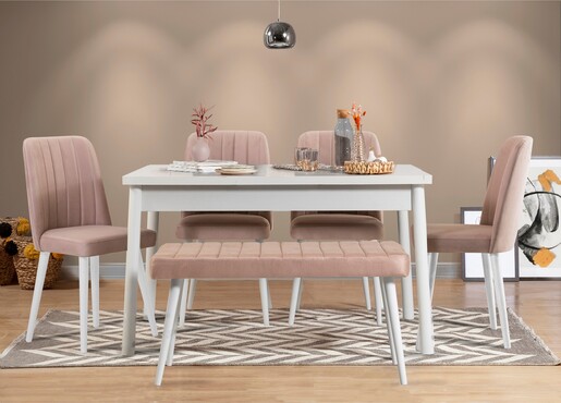 Set stolova i stolica (6 komada), Bijela boja Kamen, Costa 0900 - 2 B