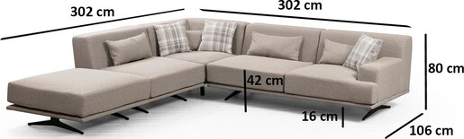 Kutna garnitura BENTLEY CORNER 3R, krem, Bentley Corner (PUF-O1-C-3R)