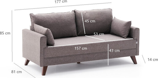 Dvosjed, Smeđa, Bella Sofa For 2 Pr - Brown