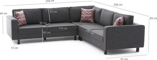 Kutna garnitura KALE LINEN, antracit, Kale Linen - Anthracite