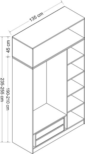Garderoba, Minar 3 Kapak 2 Çekmece 255 - Dore