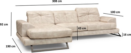 Kutna garnitura FRIDO lijeva, bež, Frido Corner Left (Chl+3R) - Beige