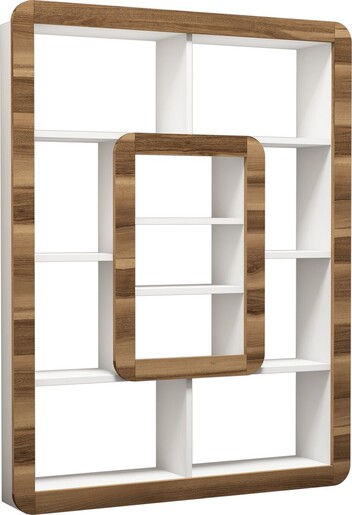 Polica za knjige, Orkide - White, Walnut