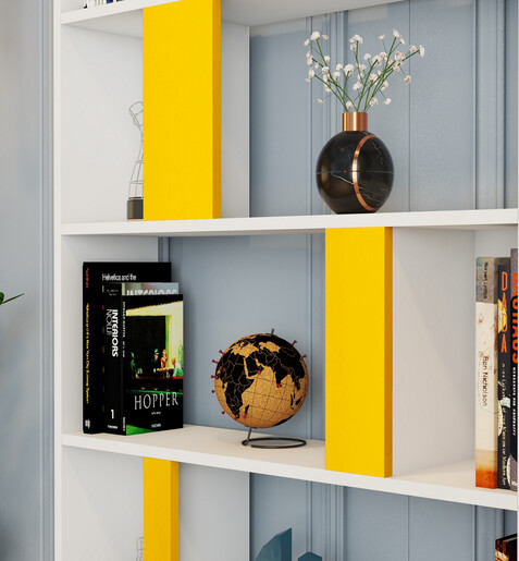 Polica za knjige, Lima - White, Yellow