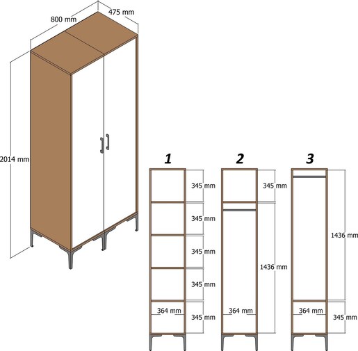 Ormar, Kumsal PP - Walnut, White