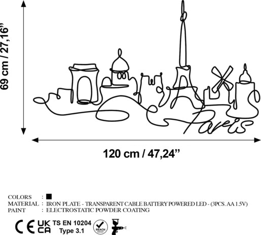 Metalna zidna dekoracija World Map 25