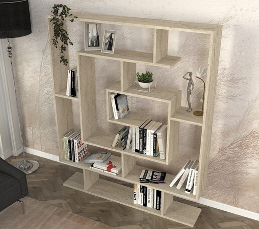 Polica za knjige SARMASIK, boja Travertine