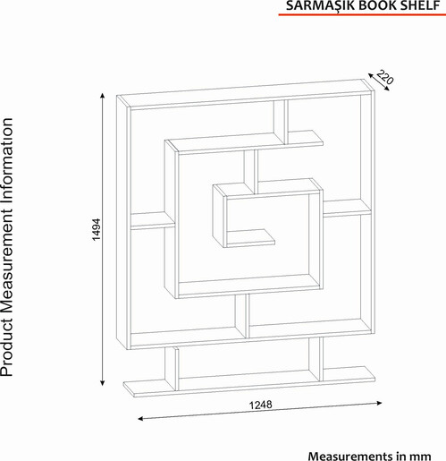 Polica za knjige SARMASIK, boja Travertine
