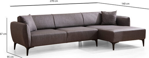 Kutna garnitura, Tamno siva, Belissimo Right - Dark Grey