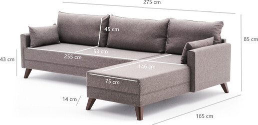 Kutna garnitura, Smeđa, Bella Corner Sofa Right - Brown