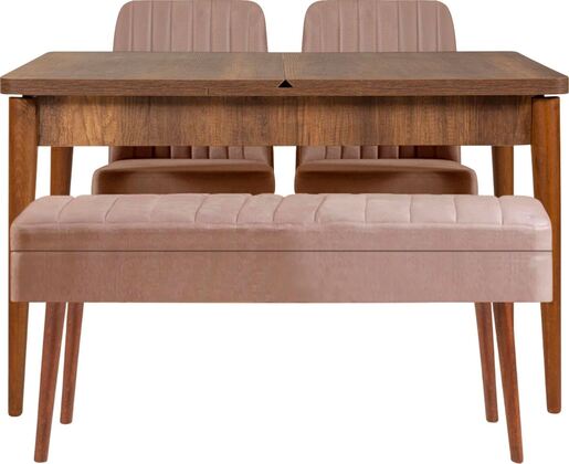 Set stola i stolica (4 komada), Vina 0900 - 3 - Walnut, Stone