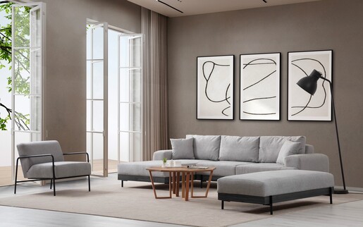 Kutna garnitura Eti crna lijevi - sivi