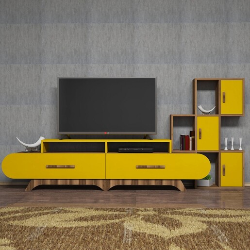 TV jedinica, Flora S - Walnut, Yellow