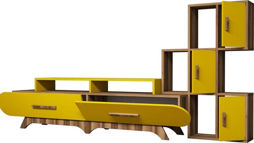 TV jedinica, Flora S - Walnut, Yellow