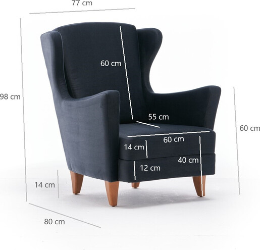 Fotelja, Antracit, Lola Berjer - Anthracite