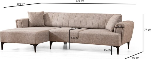 Kutna garnitura na razvlačenje Hamlet lijevi - svjetlo smeđa