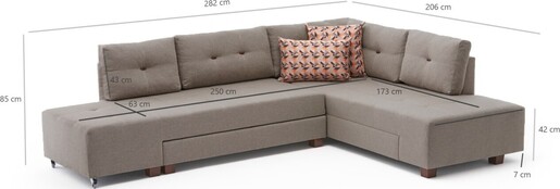 Kutna garnitura na razvlačenje, Krem, Manama Corner Sofa Bed Right - Cream