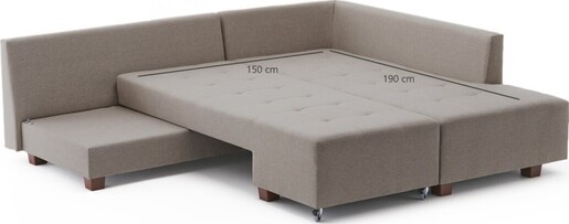 Kutna garnitura na razvlačenje, Krem, Manama Corner Sofa Bed Right - Cream