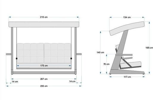 Vrtni trosjed za ljuljanje, prirodno bež boja, Sia 2400 - Beige