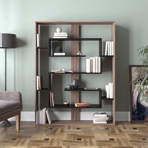 Polica za knjige, Esteban - Walnut, Black