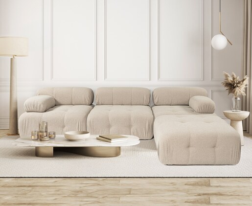 Kutna garnitura Doblo 3 Seater with Pouffe ( L1-O1-1R-Pouffe) - Peach