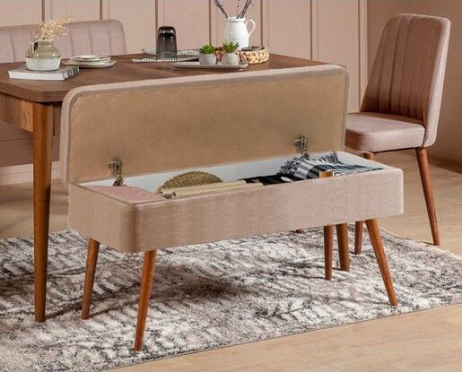 Set stola i stolica (5 komada), Vina 0900 - 4 - Walnut, Stone