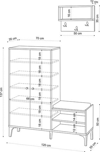 Ormarić za cipele, hrast, Jess