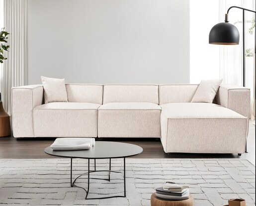 Kutna garnitura Lora (L1-O1-1R-POUFFE ) - svjetlo smeđa