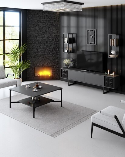 Komoda za TV, Black Line - Anthracite, Black