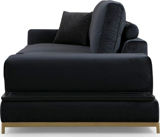 Četverosjed, LINE s integriranim stolićem, crni, Line With Side Table - Black