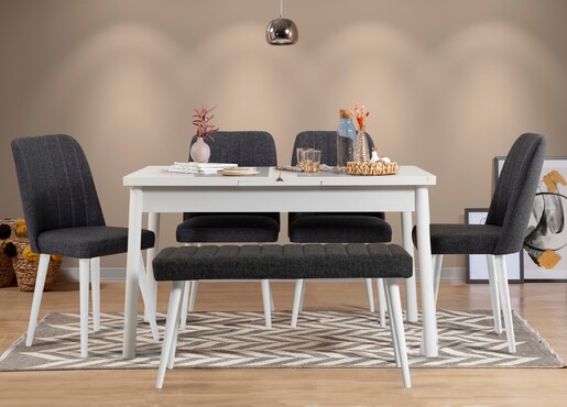 Set stolova i stolica (6 komada), Bijela boja Antracit, Santiago 1053 - 2 B