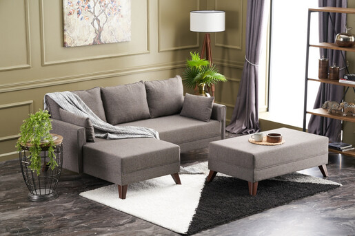 Kutna garnitura na razvlačenje, Smeđa, Bella Mini Corner Sofa Left - Brown