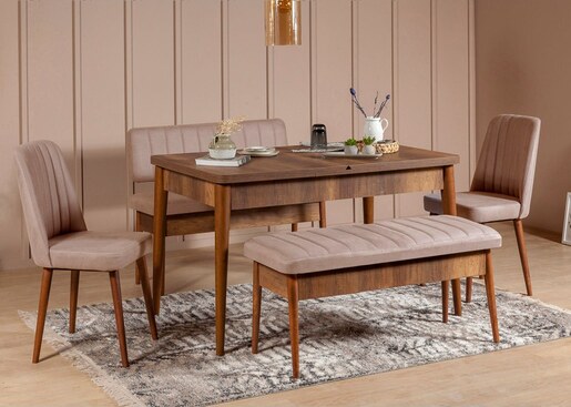 Set stolova i stolica (5 komada), Orah Kamen, Vina - Walnut