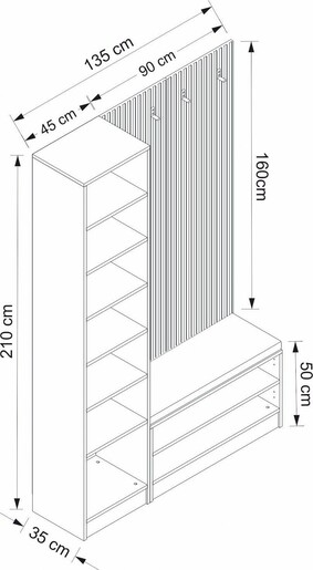 Stalak za hodnik KALE - 8130, bijela boja