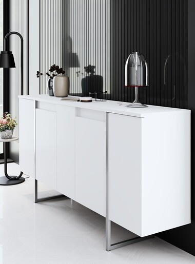 Set namještaja za dnevni boravak LUXE, bijela boja, srebrna boja