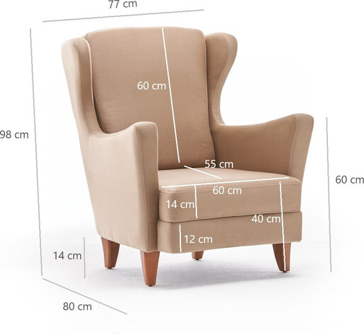 Fotelja, Krem, Lola Berjer - Cream