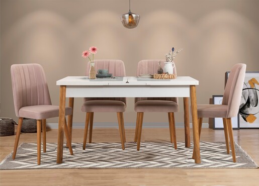 Set stolova i stolica (5 komada), Atlantski bor Bijela boja Kamen, Santiago 0900 - 1 AB