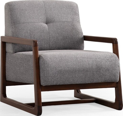 Fotelja Athena Bergere - svjetlo sivi, Walnut