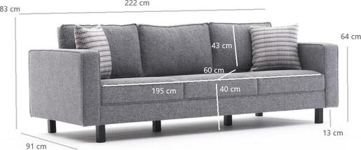 Trosjed, Sivo, Kale Linen - Grey