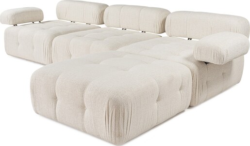 Kutna garnitura Doblo 3 Seater with Pouffe ( L1-O1-1R-Pouffe) - Cream